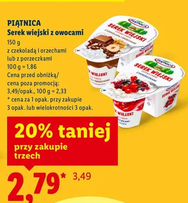 Serek wiejski z owocami promocja w Lidl