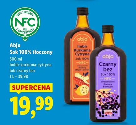 Sok 100% tłoczony imbir-kurkuma-cytryna promocja w Lidl