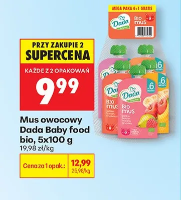 Mus owocowy Dada Baby food bio promocja w Biedronka