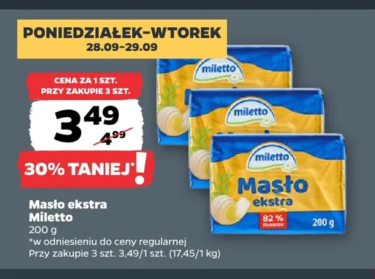 Masło ekstra Miletto promocja w Netto