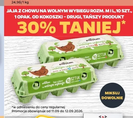 Jajka kurze z chowu na wolnym wybiegu rozm. M Od Kokoszki promocja w Netto