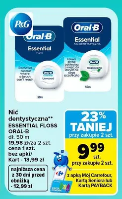 Nić dentystyczna Essential Floss Oral-B promocja w Carrefour