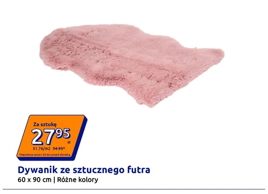 Dywanik ze sztucznego futra 60x90 cm promocja w Action