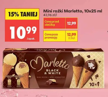 Mini rożki Marletto Black & White promocja w Biedronka