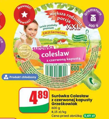 Surówka Coleslaw z czerwonej kapusty promocja w Dino