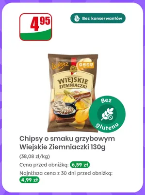 Chipsy o smaku grzybowym Wiejskie Ziemniaczki promocja w Dino