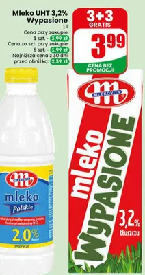 Mleko UHT 3,2% Wypasione Mlekovita promocja w Dino