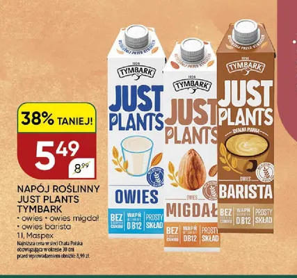 Napój roślinny Just Plants Tymbark owies migdał promocja w Chata Polska