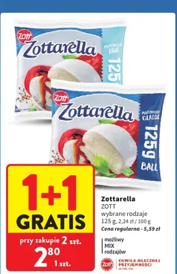 Mozzarella zottarella promocja w Intermarche