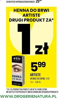 Henna do brwi Artiste promocja w Drogerie Natura