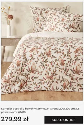 Komplet pościeli z bawełny satynowej Ovetta 200x220 cm z 2 poszewkami 70x80 Home & You promocja w home&you