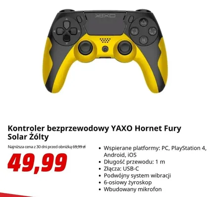 Kontroler bezprzewodowy YAXO Hornet Fury Solar Żółty promocja w Media Markt