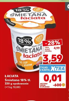 Śmietana Łaciata 18% promocja w Kaufland