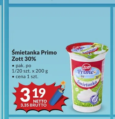 Śmietanka Primo Zott 30% promocja w Makro