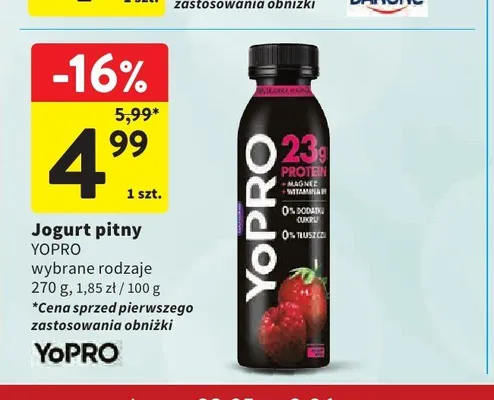 Jogurt pitny YoPRO promocja w Intermarche