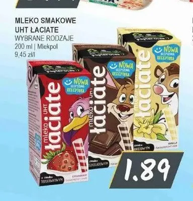 Mleko smakowe UHT Łaciate truskawkowe promocja w Słoneczko