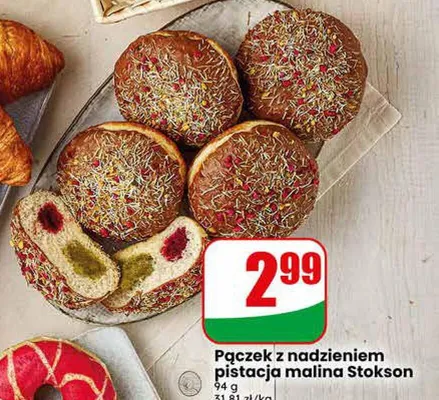 Pączek z nadzieniem pistacja malina Stokson promocja w Dino