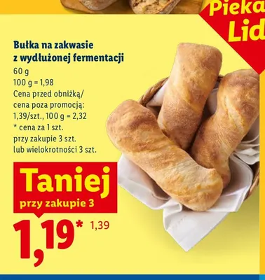 Bułka na zakwasie z wydłużonej fermentacji promocja w Lidl