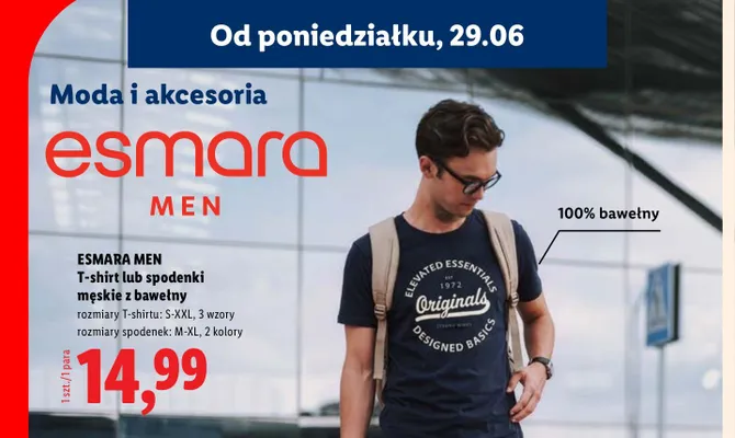 T-shirt męski z bawełny Esmara Men promocja w Lidl