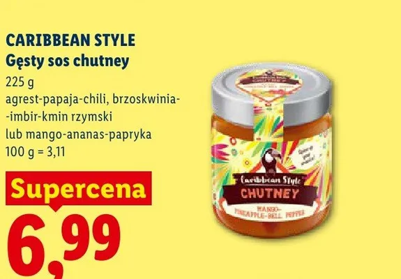 Gęsty sos chutney Caribbean Style mango-ananas-papryka promocja w Lidl