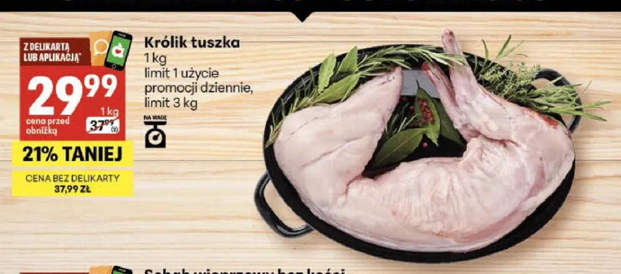Królik tuszka promocja w Delikatesy Centrum