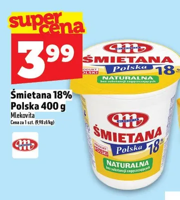 Śmietana 18 % Mazurski smak promocja w TOPAZ