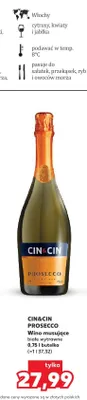 Wino musujące Cin&Cin Prosecco białe wytrawne promocja w Kaufland