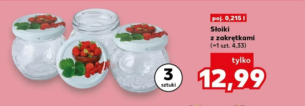 Słoiki z zakrętkami 0,215 l promocja w Kaufland