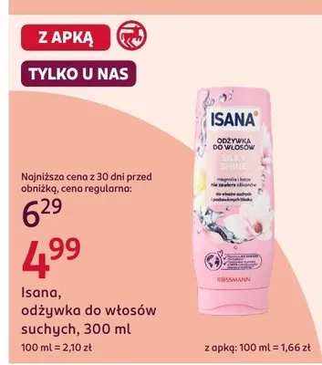 Isana odżywka do włosów suchych promocja w Rossmann