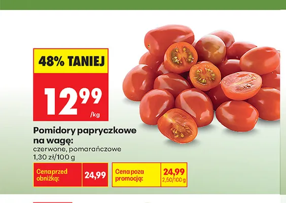 Pomidory papryczkowe na wagę czerwone promocja w Biedronka