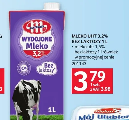 Mleko UHT bez laktozy Mlekpol Wydojone Mleko 3,2% promocja w Selgros
