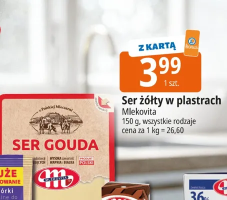 Ser żółty w plastrach Mlekovita promocja w Leclerc