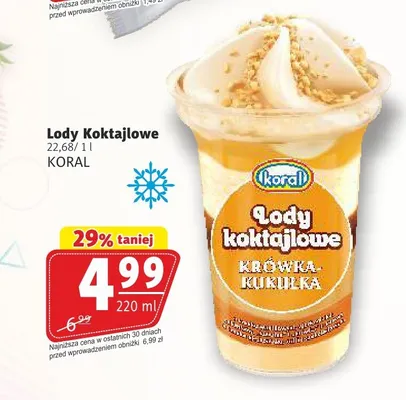 Lody koktajlowe Krówka-Kukułka Koral promocja w Prim Market