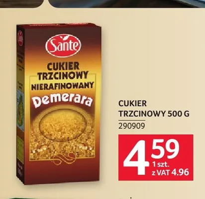 Cukier trzcinowy nierafinowany Demerara Sante promocja w Selgros