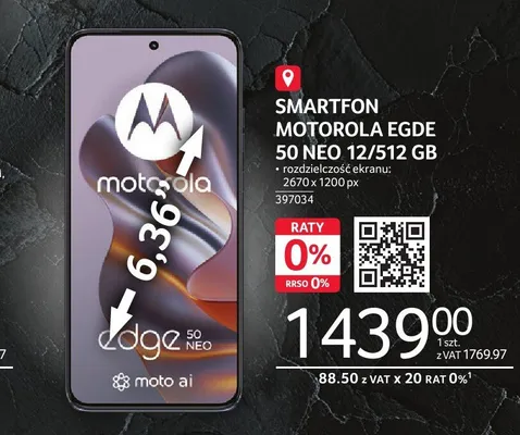 Smartfon MOTOROLA Edge 50 Neo 12/512GB 6,36" promocja w Selgros