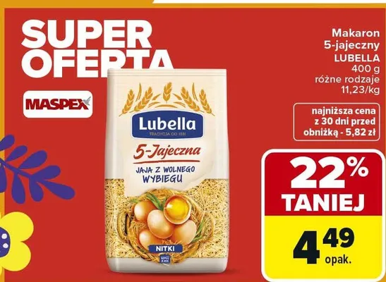 Makaron 5-jajeczny nitki promocja w Carrefour