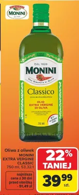 Oliwa z oliwek Extra Vergine Classic Monini promocja w Carrefour