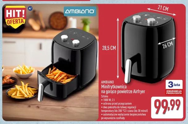 Minifrytkownica na gorące powietrze Airfryer Ambiano promocja w Aldi