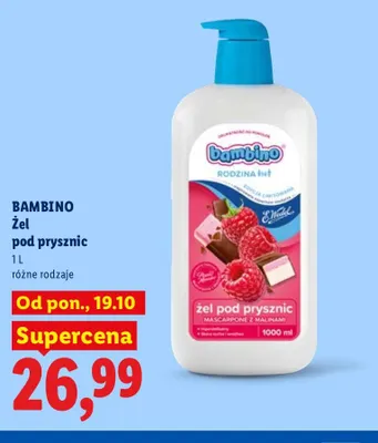 Żel pod prysznic Bambino Rodzina Mascarpone z malinami promocja w Lidl