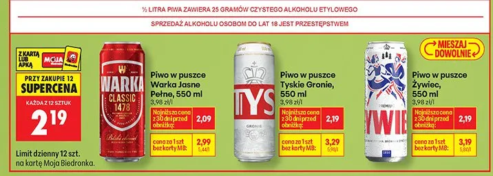 Piwo w puszce Żywiec, 550ml promocja w Biedronka