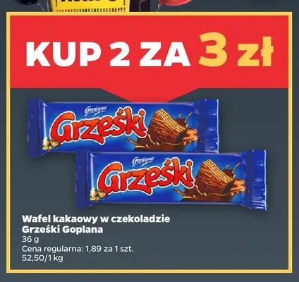 Wafel kakaowy w czekoladzie Grześki promocja w Netto