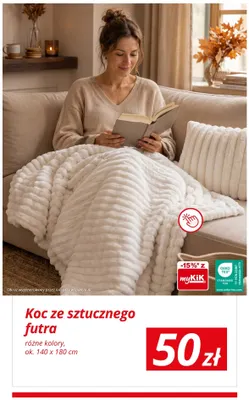 Koc ze sztucznego futra 140x180 cm promocja w KiK