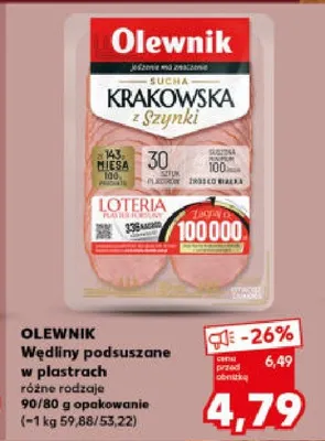 Wędliny podsuszane w plastrach różne rodzaje promocja w Kaufland