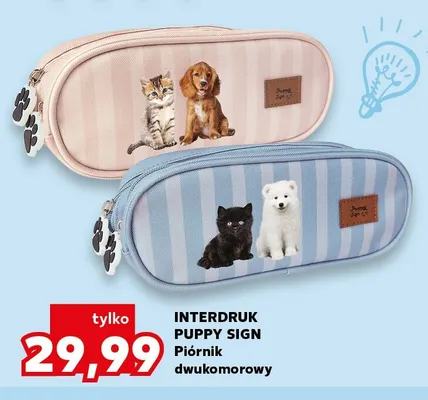 Piórnik dwukomorowy Interdruk Puppy Sign promocja w Kaufland