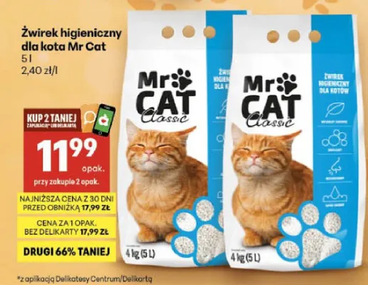 Żwirek higieniczny dla kota Mr Cat Classic promocja w Delikatesy Centrum