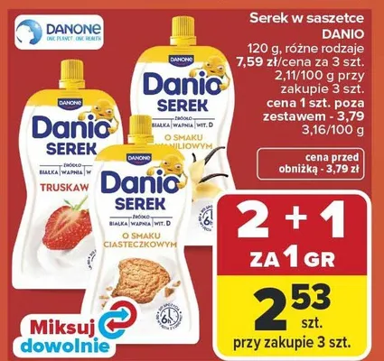 Serek w saszetce różne rodzaje promocja w Carrefour Market