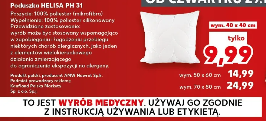 Poduszka Helisa PH 31 40x40 cm promocja w Kaufland
