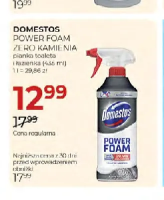 Pianka toaleta i łazienka Power Foam Zero Kamienia Domestos promocja w Drogerie Jawa