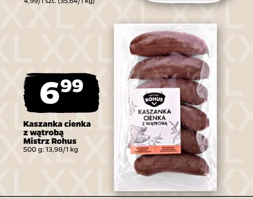 Kaszanka cienka z wątrobą Mistrz Rohus promocja w Netto