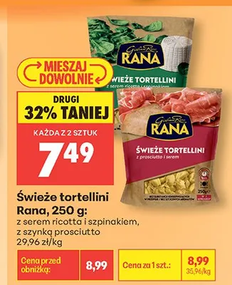 Świeże tortellini Rana z serem ricotta i szpinakiem promocja w Biedronka